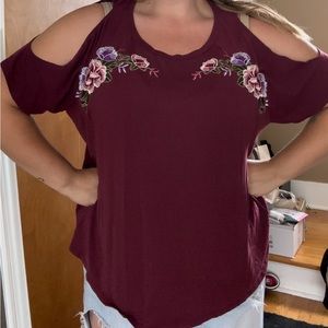Rue + 2X Flowy Cut Out Shoulder w/Floral Decals